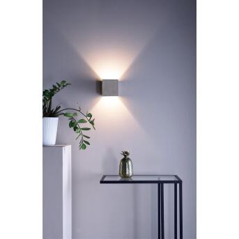 Quinta II vierkante wandstructuur Lamp gemaakt van beton in grijs 12,5x12,5 cm LED 6W
