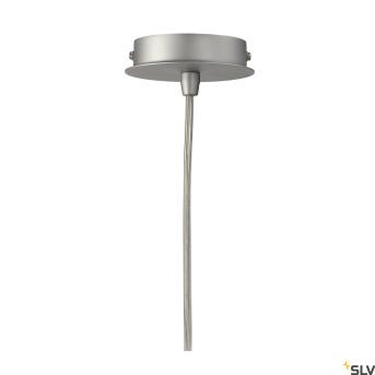 TONGA, hanglamp, A60, rond, wit, keramische kap, zilvergrijs plafondrozet, max. 60 W