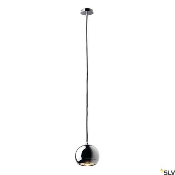 LIGHT EYE, hanglamp, QPAR111, chroom, zwart textiel-kabels, chroom plafondrozet, max. 75 W,