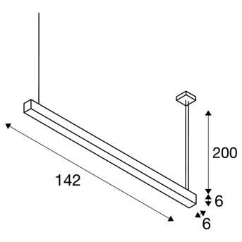 Q-LINE DALI SINGLE LED, hanglamp, dimbaar, 1500 mm, wit
