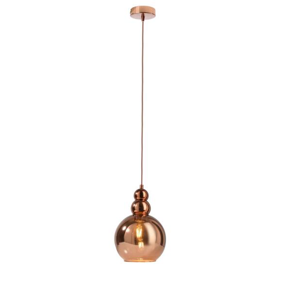 Retro hanger lamp difda met glazen schaduw E27 koperen brons Ø15 cm