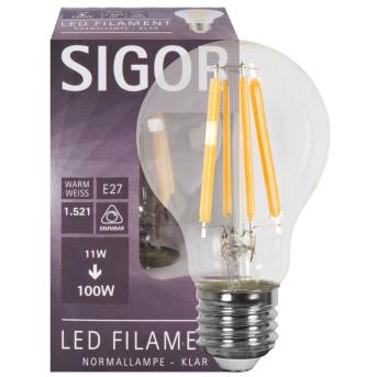 12W Filament-LED-Lampe AGL-Form klar E27 230V 1521lm 2700K