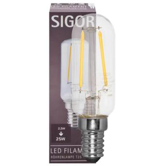 E14 LED-Röhrenlampe 2,5W 250 lm klar 2700K T25, SIGOR