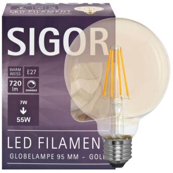 E27 LED-Lampe G95 Globe-Form 7W 2400K gold dimmbar Sigor