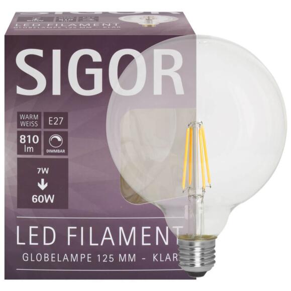 E27 LED-lamp G125 Globe-vorm 7W 2700K duidelijk dimable sigor