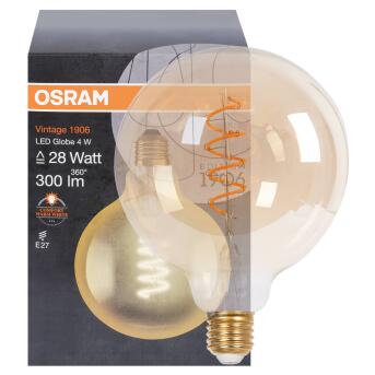 LED-spiraalvormige filamentlamp, E27/5W-20000K, GOUD, GLOBE, VINTAGE 1906 GLOBE