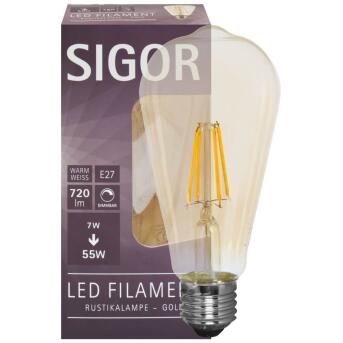 E27 LED-Lampe Edison-Form 7W 2400K gold Sigor dimmbar
