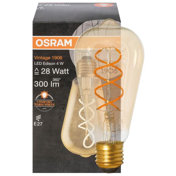 LED-spiraalvormige filamentlamp, E27/5W-20000K, Gold, Edison, Vintage 1906 Edison