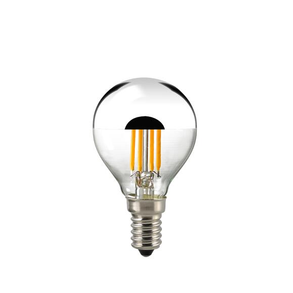 E14 LED Leuchtmittel Spiegelkopf Silber 4,5W 2700K dimmbar