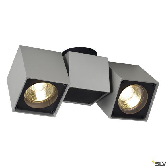 Altra -dobbelstenen, plafondlamp, dubbele vlam, QPAR51, zilvergrijs/zwart, max. 100 W