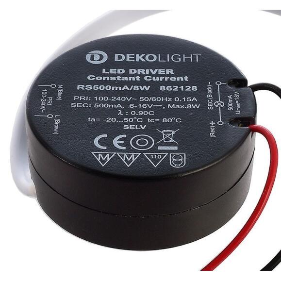 Deko-Light Netzgerät, ROUND, RS500mA/8W, stromkonstant, 100-240V AC/50-60Hz, 6-16V DC, 500 mA, 8,00