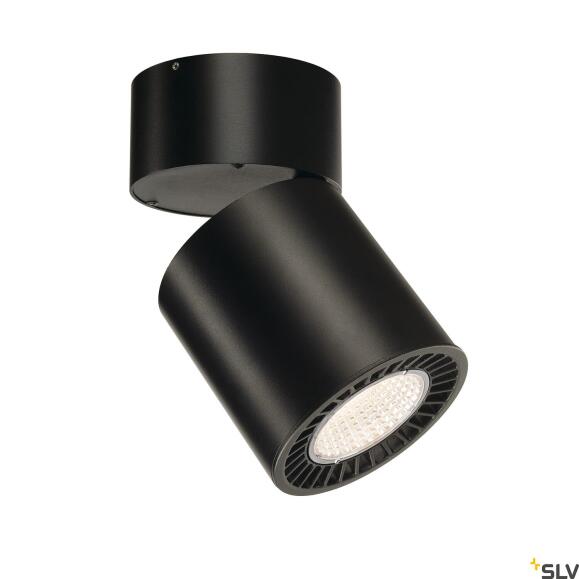 SUPROS, Indoor LED Deckenaufbauleuchte, rund, schwarz, 3000K, 60° Reflektor, CRI90, 2600lm