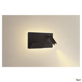 SOMNILA SPOT, binnen LED -muurmontagelamp 3000k zwarte versie links inclusief USB -verbinding