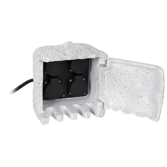 Stcder -distributeur in kunststeen wit met deur 4 stopcontacten met pluggen