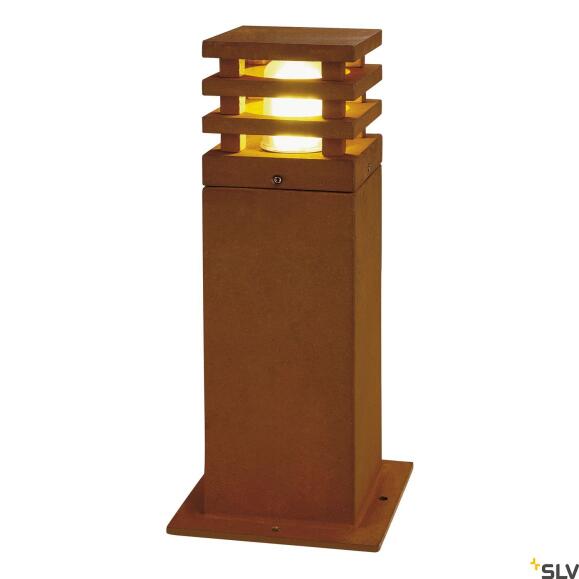 Rusty® 40, buiten staande lamp, TC-DSE, IP55, Angular, Steel Rusted, L/B/H 12/12/40 cm, Max. 11W