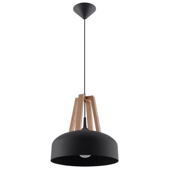 Hanger lamp casco zwart/natuurlijk hout