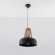 Hanger lamp casco zwart/natuurlijk hout
