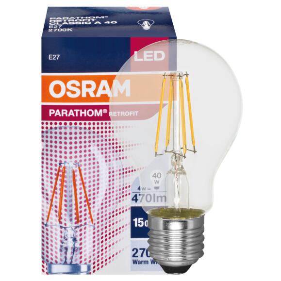 LED-Filament-Lampe E27 PHARATHOM RETROFIT AGL-Form 4W  klar 470lm 2700K