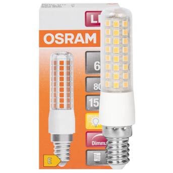 LED-Lampe, LED SPEZIAL T SLIM DIM, Röhren-Form, klar, E14/7,5W (60W), 806 lm, 2700K