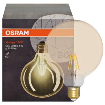 LED-Filament-Lampe  VINTAGE 1906, Globe-Form gold, E27,...