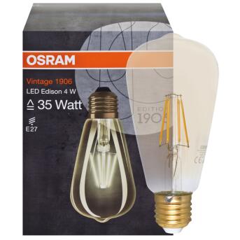 LED-Filament-Lampe,  VINTAGE 1906, Edison-Form gold, E27,...