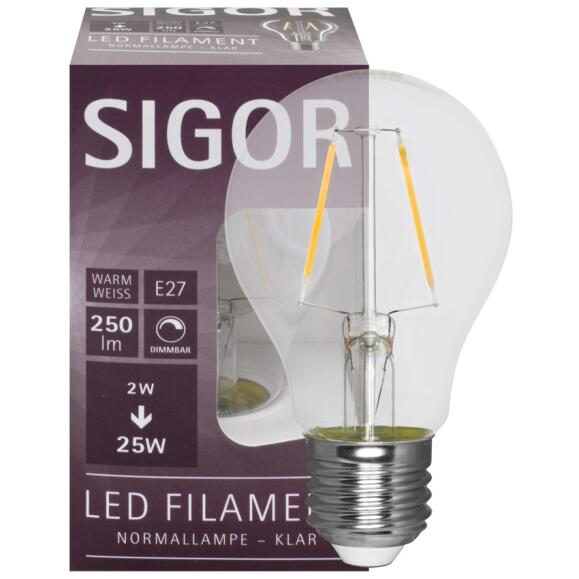 LED -filamentlamp, AGL -vorm, Clear, E27