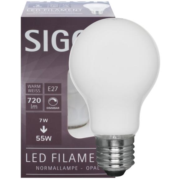 LED -filamentlamp, AGL -vorm, opaal, E27