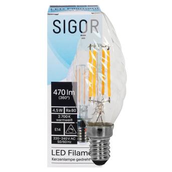 LED-Filament-Lampe E14 gedreht  Kerzen-Form 4W  klar 470lm