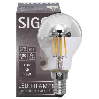 LED-Filament-Lampe Tropfen-Form  silber verspiegelt...