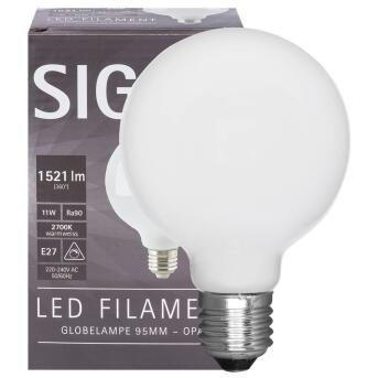 LED-Filament-Lamp  E27 Globe-Form 11W  opal 1521lm 2700K