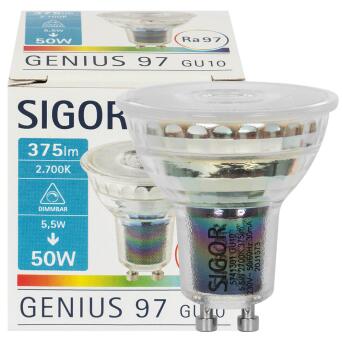 Sigor Gu10 LED -lampen 375lm CRI97 5.5W 2700K 36 ° dimpelbaar