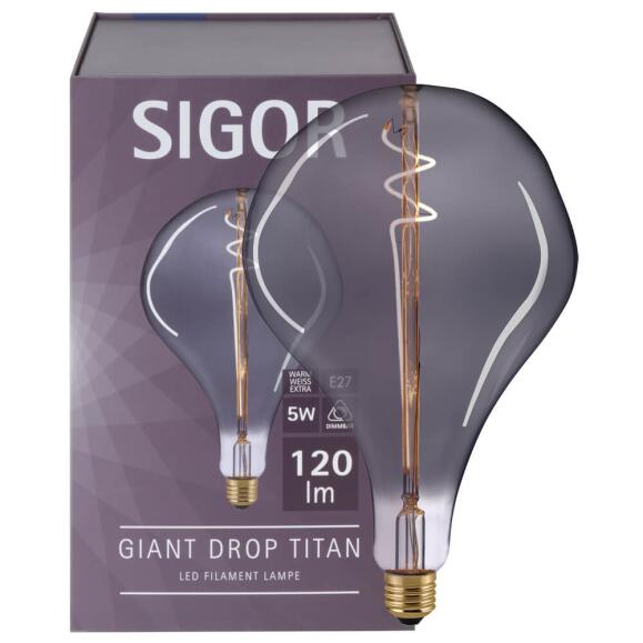LED -filamentlamp, gigantische druppel, E27/5W, L 265, Ø 165