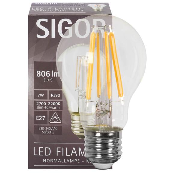 LED-Filament-Lampe  AGL-Form  E27/7W Klar  808 lm, 2200/2700K