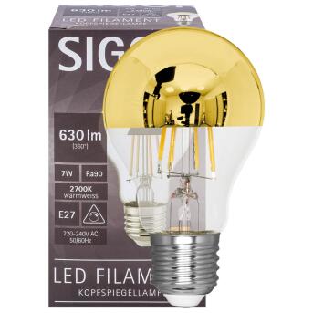LED-Filament-Lampe AGL-Form gold verspiegelt E27   2700K
