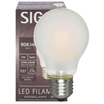 LED-Filament-Lampe matt AGL-Form, E27/7W, 808 lm, 2200/2700K