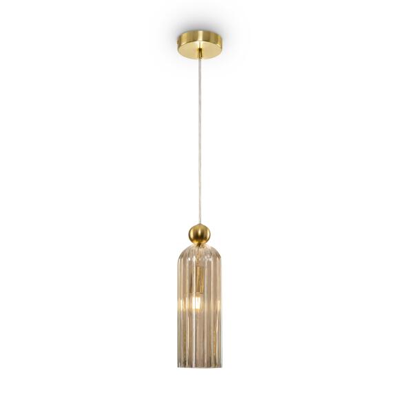 Maytoni hanger lamp antiek goud cognac-gekleurd glas 1 x e14