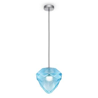 Maytoni hanger lamp globo chroom 1 x e27 glazen schaduw blauw