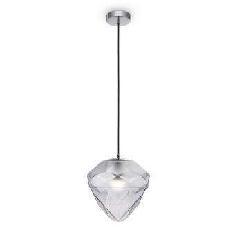 Maytoni hanger lamp globo chroom 1x e27 glazen schaduw grijs