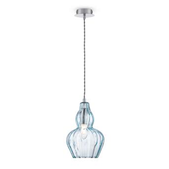 Maytoni hanger lamp Eusma nikkel glazen lampenkap zacht blauw 1 x e14