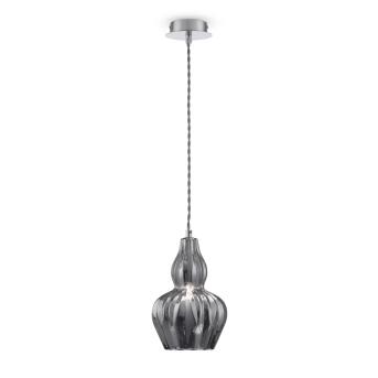 Maytoni hanger lamp Eusoma nikkel rookkleurige glazen lampenkap 1xe14