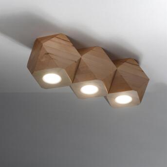 Plafondlamp houtachtig 3 natuurlijk hout