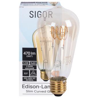 SLIM-Spiral-Filament-Lampe, Edison-Form, goldfarben  5,5W (40W), 470 lm E27, 2500K