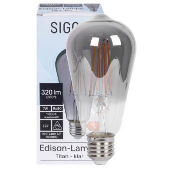 LED-Filament-Lampe, Edison-Form, rauch, E27/7W (30W), 320 lm, 1800K