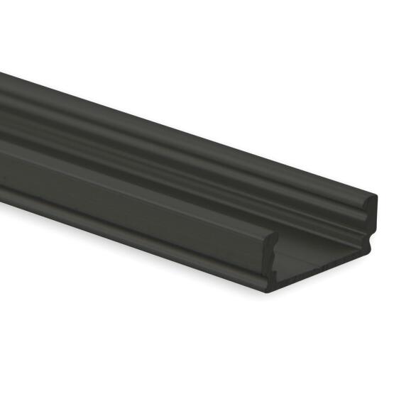 Alu-Aufbau-Profil Typ DXA1 200 cm pulverbeschichtet schwarz RAL 9005 für Streifen bis 12 mm