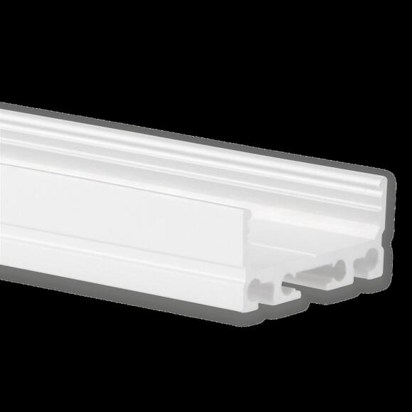 Alu-Aufbau-Profil Typ DXA4 200 cm, flach, pulverbeschichtet weiß RAL 9010 für LED-Streifen bis 22,5 mm
