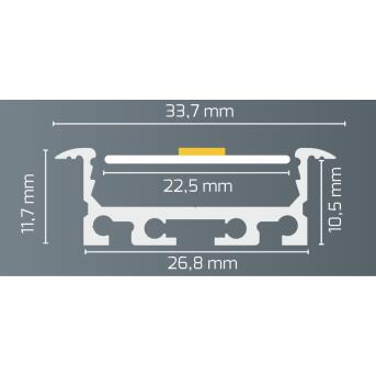 Aluminium installatieprofieltype DXE5 200 cm, plat/vleugel, voor LED -strips tot 24 mm