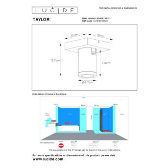 TAYLOR Deckenstrahler Badezimmer LED Dim to warm GU10 1x5W 2200K/3000K IP44 Weiß