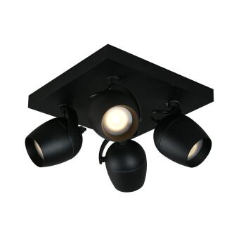 Preston plafond Spotlight Badkamer 4xgu10 IP44 zwart