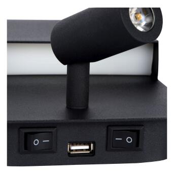 Boxer Wall Lamp LED 1x10W 3000K met USB -laadpunt zwart