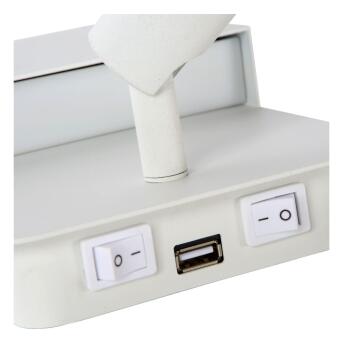 BOXER Wandleuchte LED 1x10W 3000K Mit USB Ladepunkt Weiß